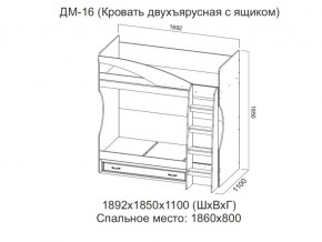 ДМ-16 Кровать двухъярусная с ящиком в Добрянке - dobryanka.магазин96.com | фото