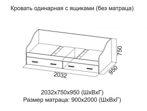 Кровать одинарная с ящиками (Без матраца 0,9*2,0) в Добрянке - dobryanka.магазин96.com | фото